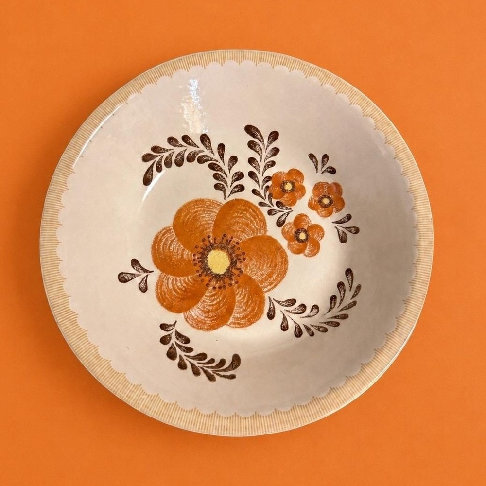 Vintage 70s Bowl Cottagecore Grandmacore Made‎ in USA Stoneware